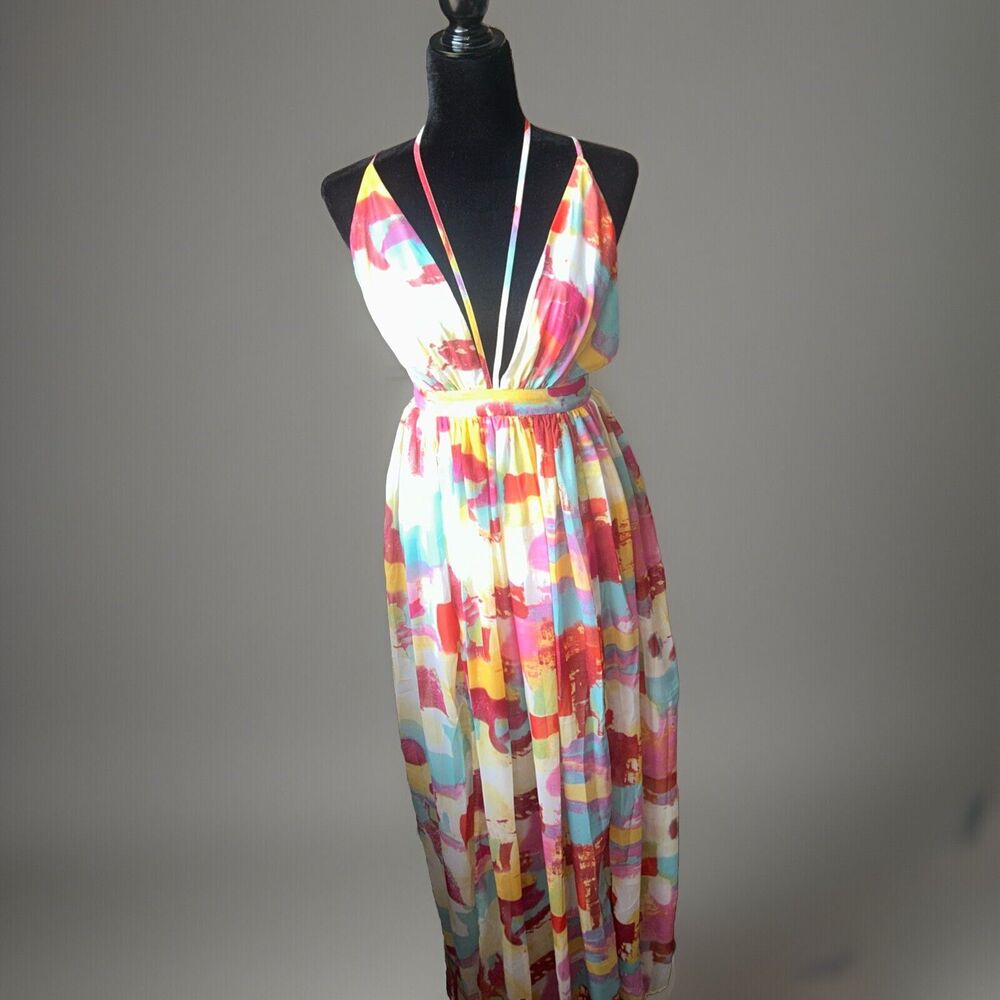 A12 Miss Avenue size small colorful spaghetti strap dress Boho